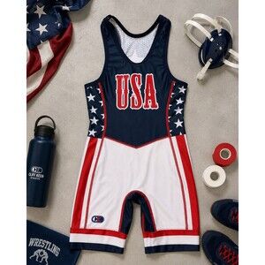 Cliff Keen Team USA Flag Wrestling Singlet Men's Small S Made in USA MXS
